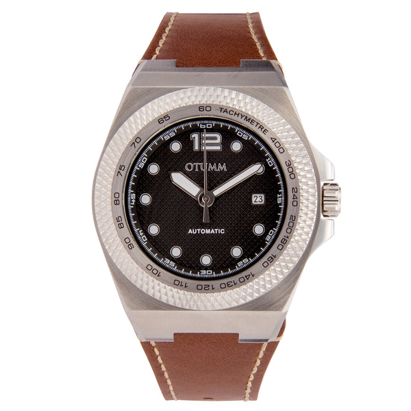Automatic Calender Steel  Leather Strap 45mm