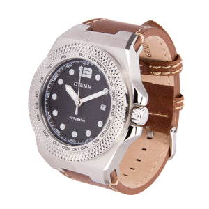 Automatic Calender Steel  Leather Strap 45mm
