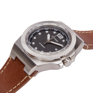Automatic Calender Steel  Leather Strap 45mm